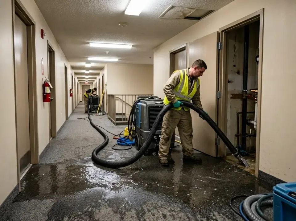 multi-unit-apartment-hallway-f-005 — frequently asked questions, Emergency Burst Pipe Water Extraction & Removal in Lake Poc…